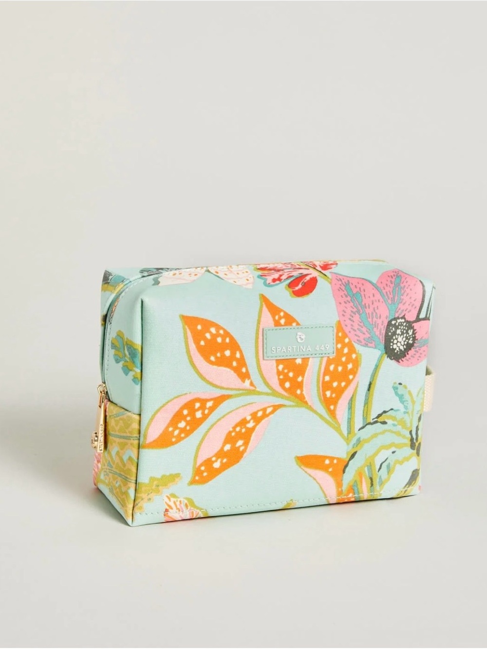 Spartina 449 Cosmetic Case Queenie Tropical Floral Sea Foam